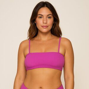 NWT PQ Swim Ultraviolet Mid Ring Bralette Bikini Top Textured Purple – Women’s D